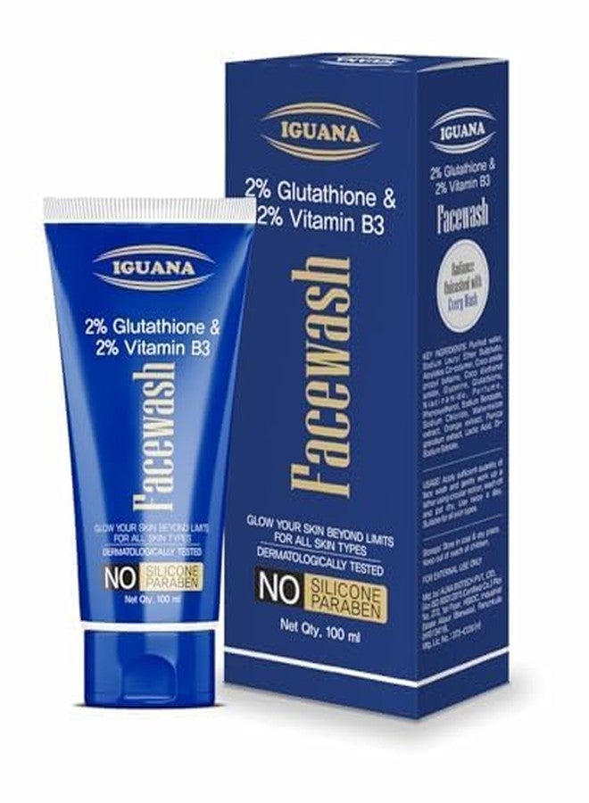 Iguana 2% Glutathione Face Wash with 2% Vitamin B3 | Brightening Facial Cleanser for Dark Spots, Pigmentation & Uneven Skin Tone | Sulfate-Free | 100 ml (3.38 fl oz) - Image 1